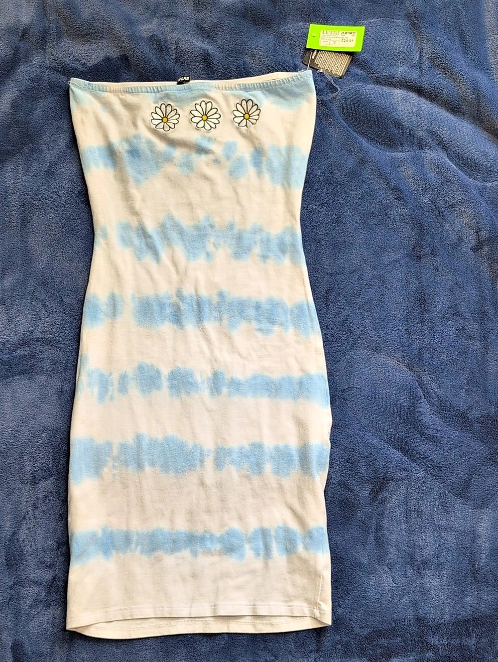 RIPNDIP Queenie Daisy Blue Tube Dress Tie-Dye White & Blue